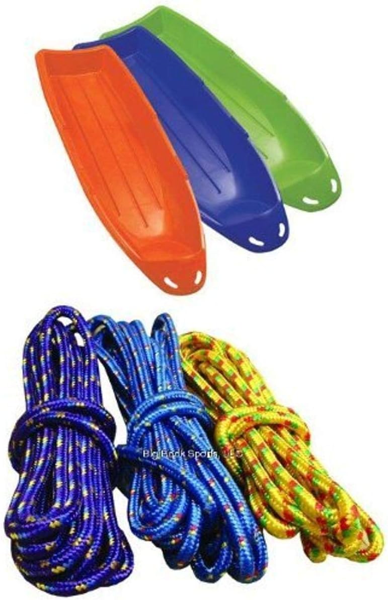 Paricon Winter Lightning Sled (3-Pack) and Attwood Braided Polypropylene General Purpose Rope Color may vary (Assorted color)
