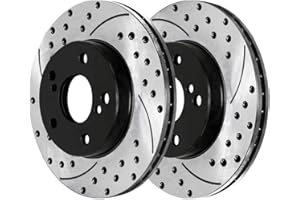 AUTO SHACK AutoShack Front Drilled Slotted Brake Rotors Black Pair of 2 Driver and Passenger Side Replacement for 2009-2014 Toyota Matrix 2009-2019 Corolla 2008-2014 Scion xD 2009-2010 Pontiac Vibe FWD PR41507LR