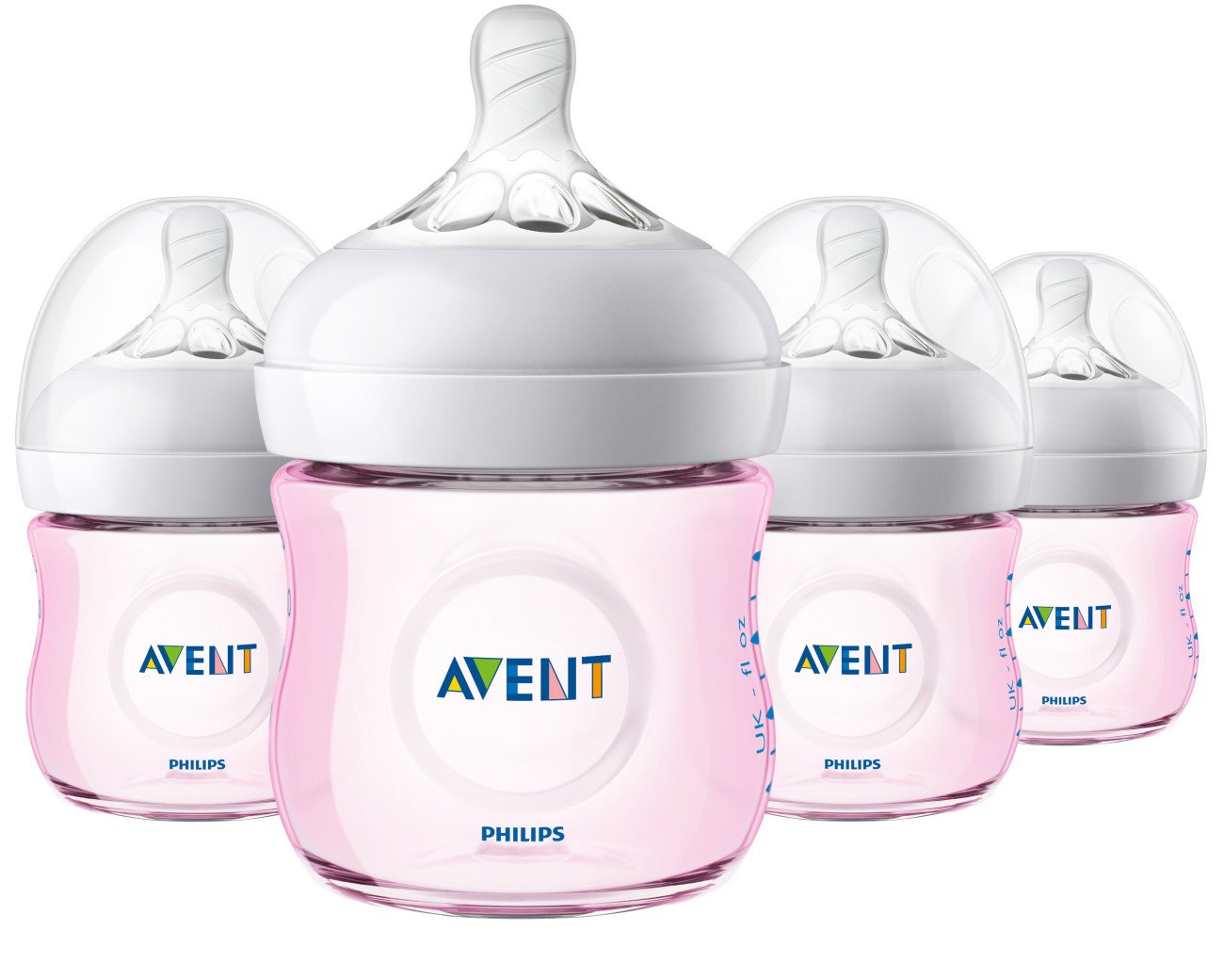 Philips Avent Natural Baby Bottle, Pink, 4oz, 4pk, SCF010/48 : Baby