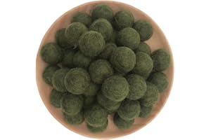 CARTSYOU 15mm 5/8inch Felt Wool Beads Balls Pom Pom Handmade DIY for Craft Garland Dream Catcher Baby Mobile Pompom Home Decor Christmas Nursery Party Birthday Wedding Props(ArmyGreen 15mm 30pcs)