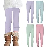 Chuarry 4 Pcs Girl's Winter Fleece Pants Lined Warm Full Length Basic Thick Pants for Kid Toddler