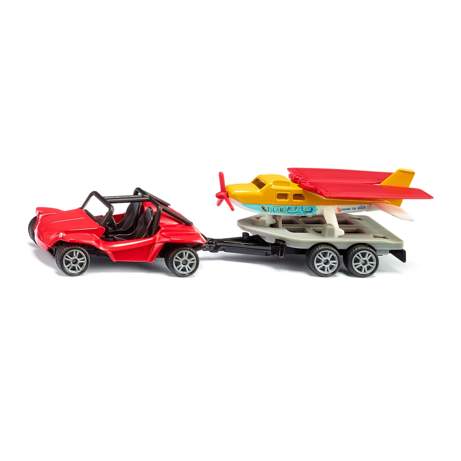 siku 1696, Buggy with Sporting Airplane, Toy set, Metal/plastic, Red/yellow, With trailer, Rubber tyres, Retractable plane wings