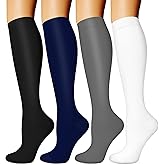 BLONGW Compression Socks for Women & Men Circulation (4 Pairs) 15-20 mmHg is Best Support for Nurses Running Hiking Travel