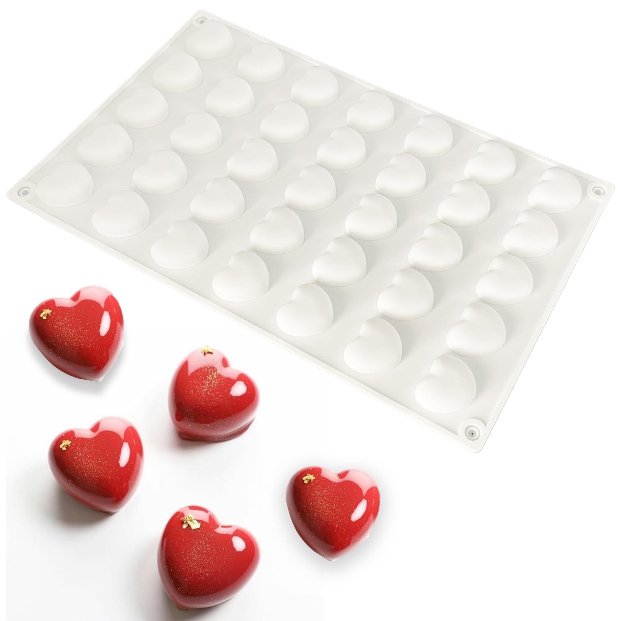 duoyif Chocolate Mould Silicone Hearts Chocolate Moulds Silicone Mould Heart-Shaped Chocolate Moulds with 35 Cavities, Heart Silicone Mould Heart Shape for DIY Chocolate Sweets Chocolates Cake