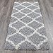 Indoor Moroccan Trellis Design Jute Back 2x5 Soft Shag Runner Rug for Hallway, Entryway, Kitchen, Living Room, Bedroom, Bathroom, 2' x 5', Gray