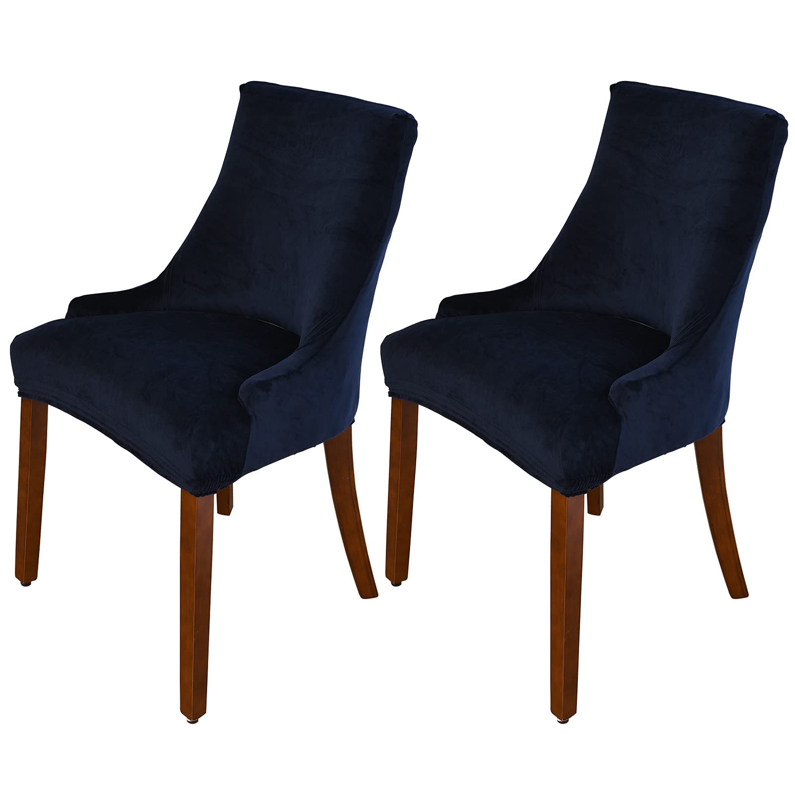 Photo 1 of MIFXIN Velvet Wingback Chair Cover Slipcover Stretch Washable Sloping Armchair Protector Seat Cover for Dining Room Banquet Home Party Decor (Set of 2,Navy Blue)