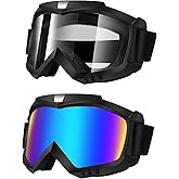 Lievermo Dirt Bike Goggles 2 Pack - Motorcycle, ATV, Riding, Ski, Windproof Racing Glasses