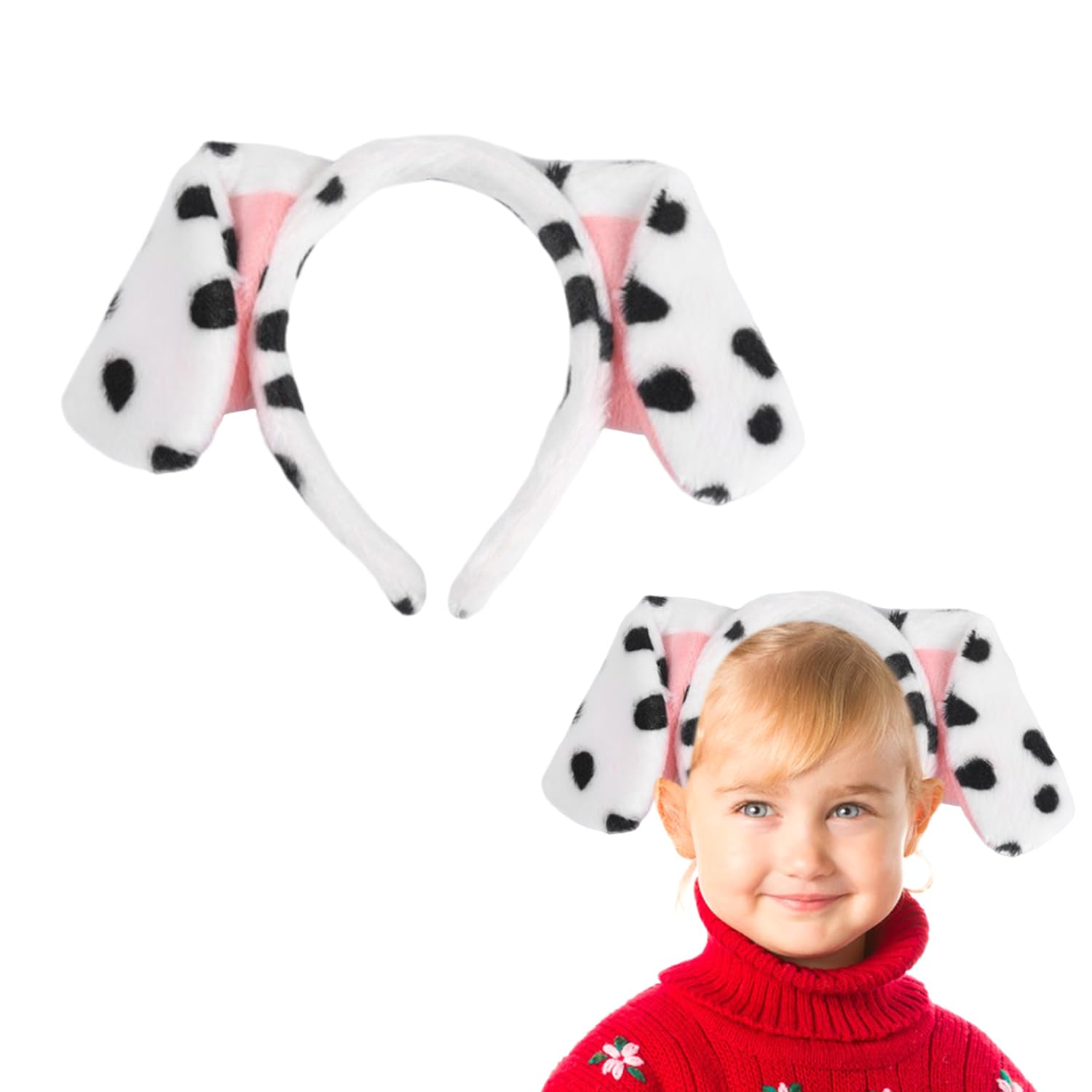 JNAWA Dalmatian Ears Headband Cartoon Puppy Ears Animal Headwear Christmas Cosplay Party Accessories for Women Girls Dog Party Decorations Costume