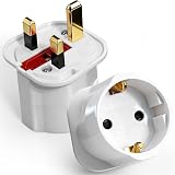 VGUARD European to UK Plug Adaptor 13A Fuse Schuko to UK 3-Pin Travel