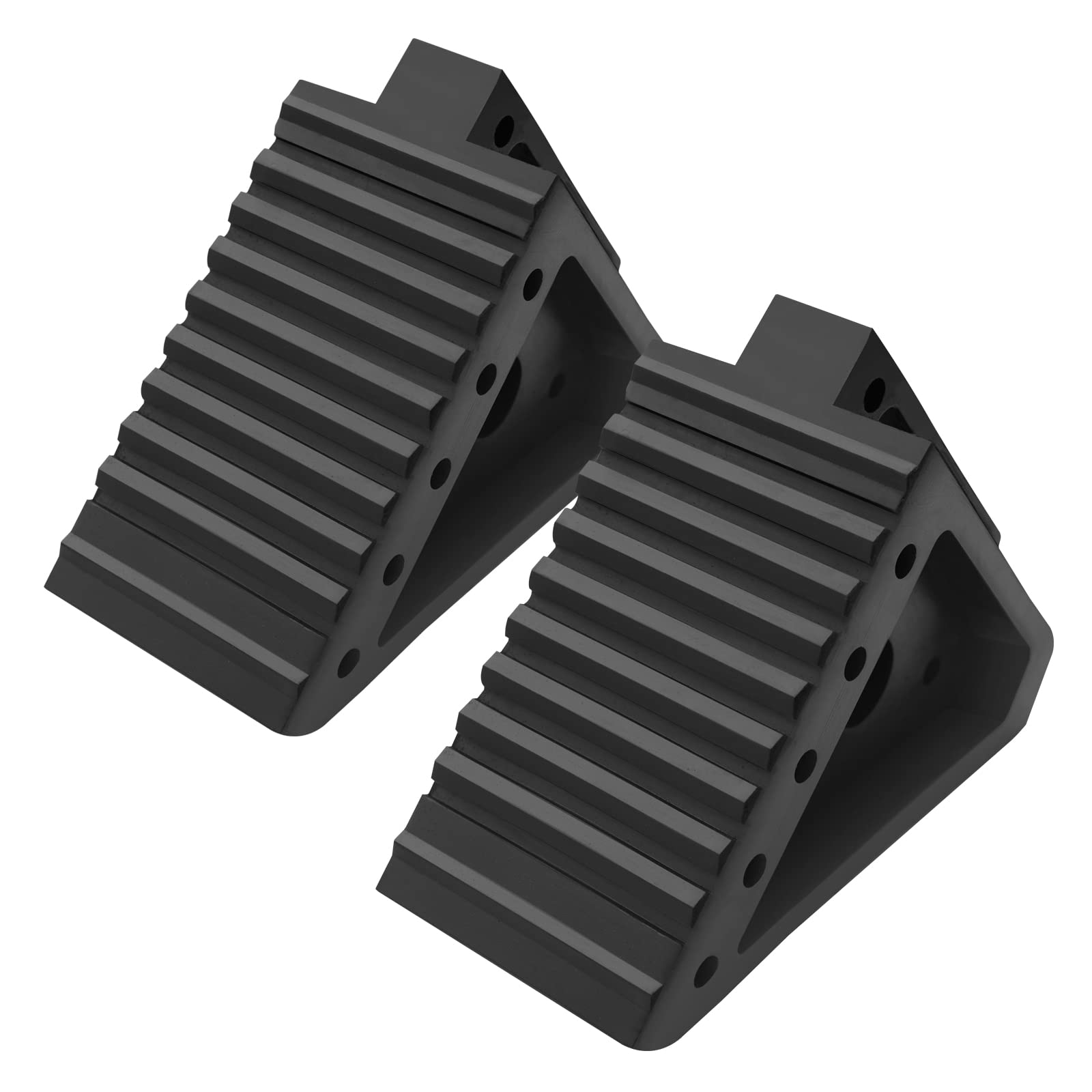 Photo 1 of Jack Boss Solid Wheel Chocks Heavy Duty Rubber Tire Stop Block for Car Sedans SUV ATV Truck Tire Chocks with Wide Handle (2 PCS)…