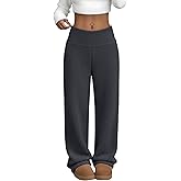 Locoowai Women's Fleece Sweatpants Wide Leg Warm Thermal Pants Winter High Waist with Pockets Fuzzy Lounge Pajamas