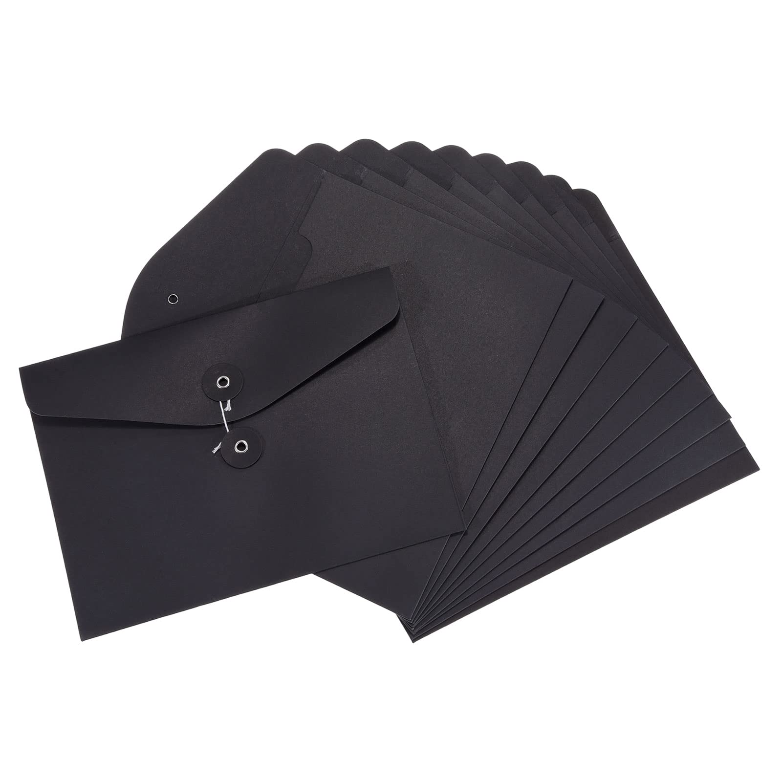 PATIKIL String Envelope File Folders 10 Pack A5 Size Document Letter Organizer Holder Filing Jacket for Office, Black