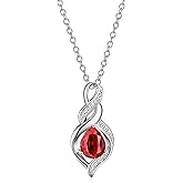 TALYKONG Birthstone Necklace for Women Teardrop Infinity Love Pendant Birthday Gifts for Mom Women Her Wife