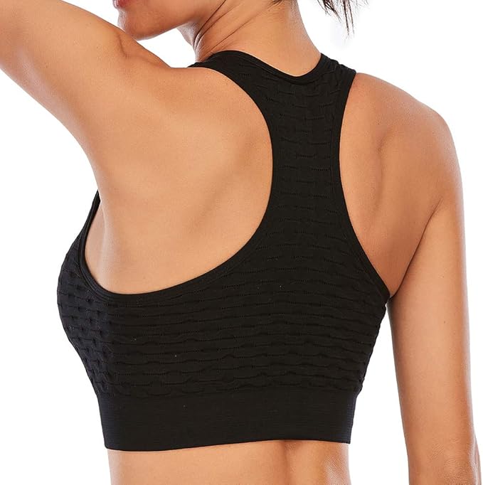 Women Racerback Sports BRS Meduim Impact Padded Sports Bra Workout Yoga