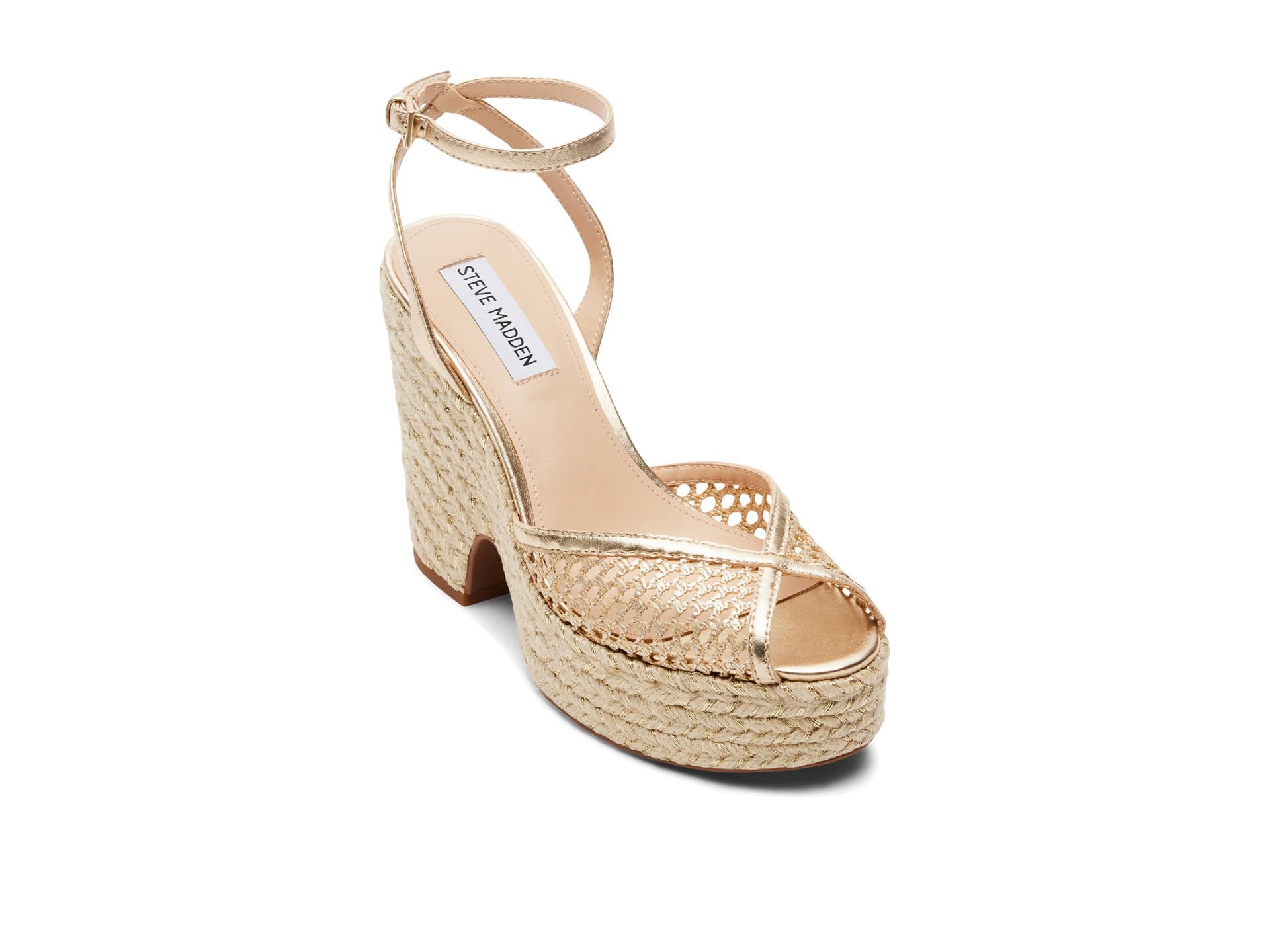 Steve Madden Women’s Sydnee Heeled Sandal, Gold Raffia, 9.5