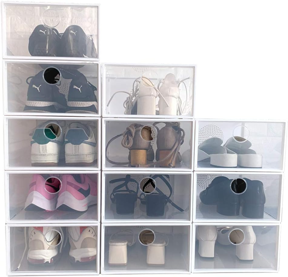 Littlejimmy Shoe Boxes Clear Plastic Stackable - a New Generation of Shoe Storage Box with Reinforced Design , One of the Most Sturdy Shoe Organizer (12 Pcs): Home Improvement