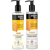 Organic Shop Honey & Almond Hair Strengthening Shampoo & Conditioner Hydrate Moisturizing Restorer, Softens & Deeply Hydrates Dry Damaged Hair, Paraben-Free, Sulfate-Free. 100% Vegan - Organic. Pack-2
