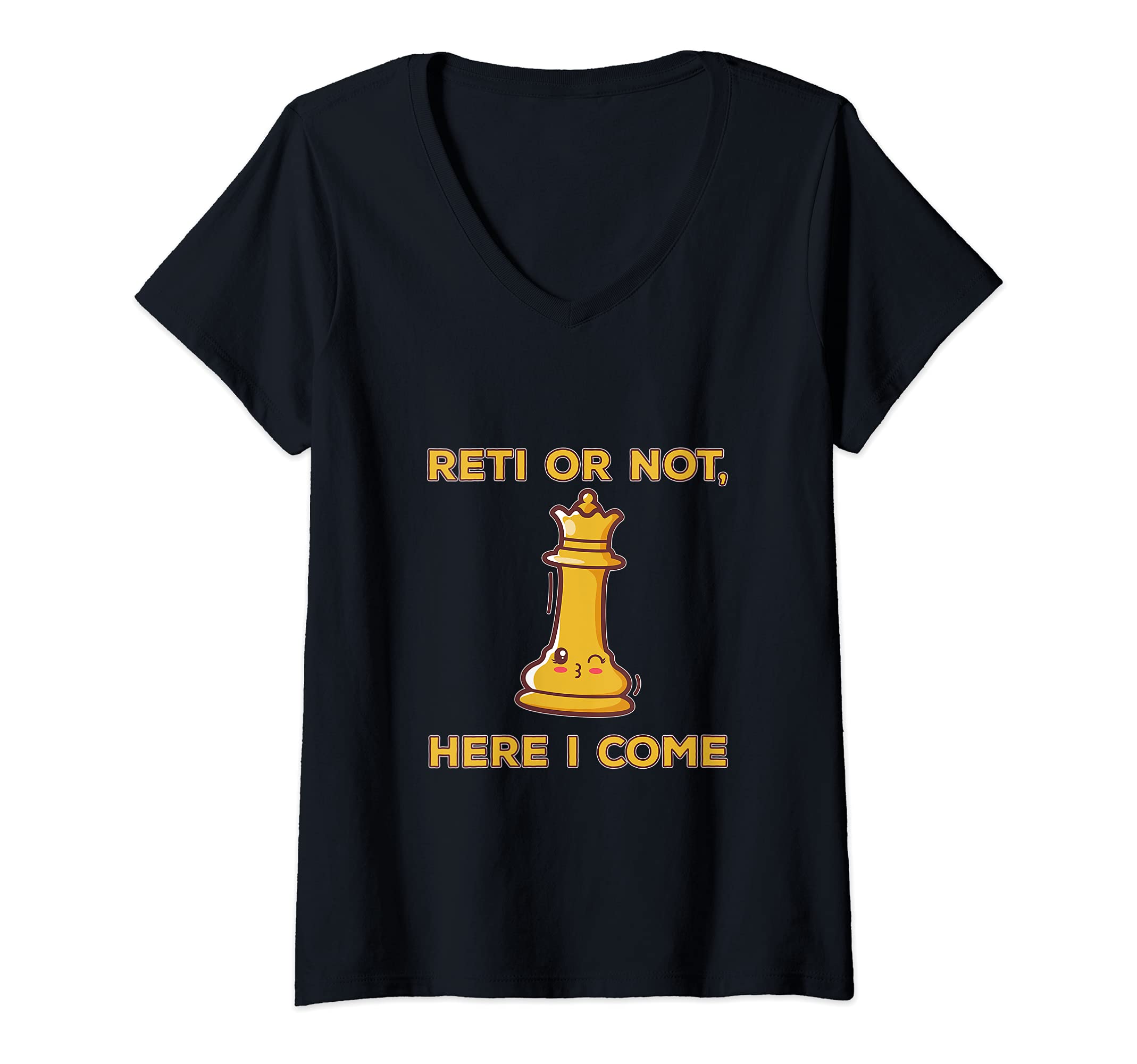 Womens Kawaii cute chess pieces design for chess players Quote Pun V-Neck T-Shirt