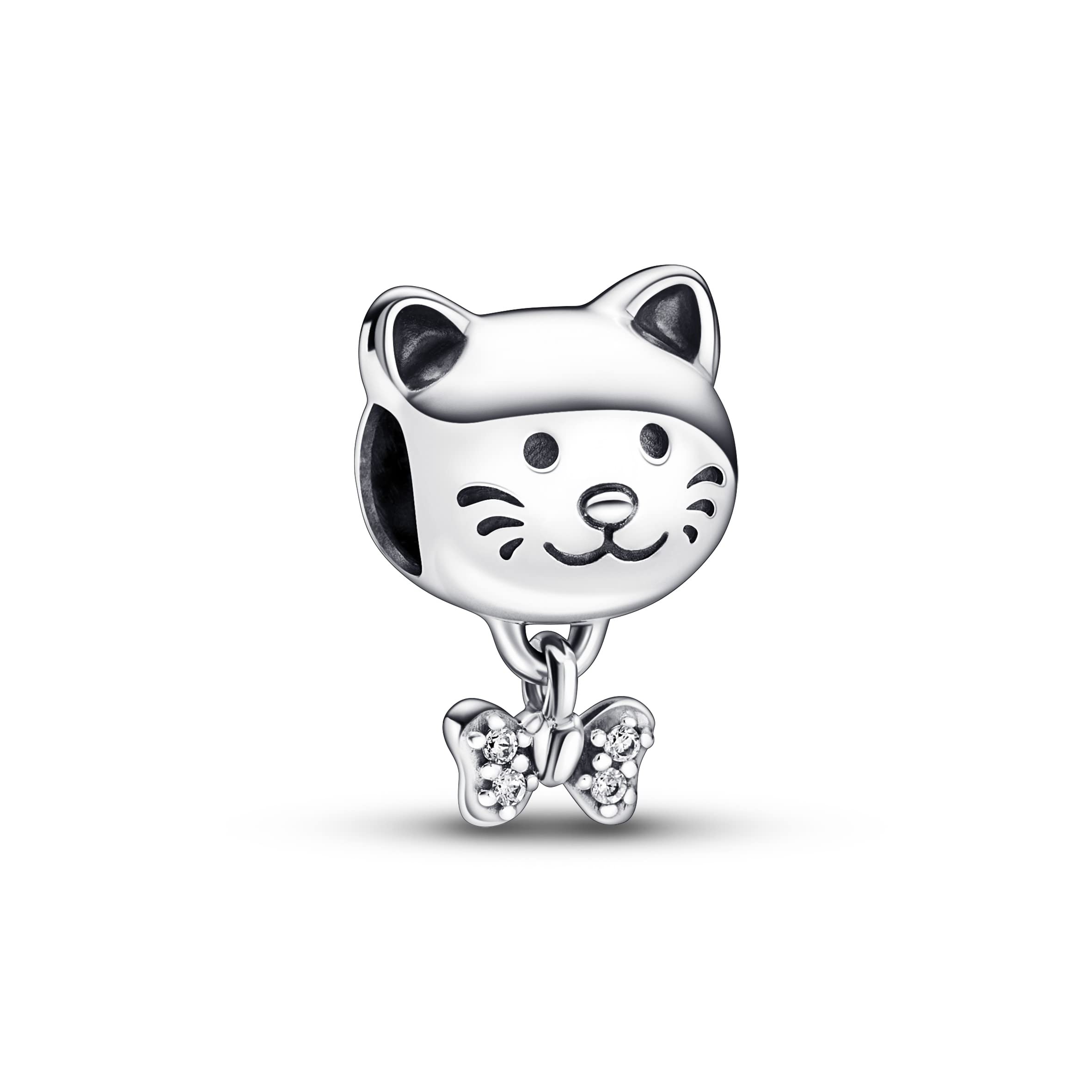 Pandora Moments Cat sterling silver charm with clear cubic zirconia