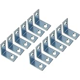 QCAA Angle Bracket Corner Brace Durable Thicker Steel Construction, Zinc Plated, 1"x1"x1/2" x1.8 mm, Made in Taiwan, 12 Pack