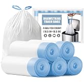 Small Trash Bags 4 Gallon - 150 Count Drawstring 4 Gallon Trash Bag, Tear-Free 4 Gal Small Garbage Bags for Office Bedroom Bathroom Trash Bags, Unscented White 4 Gal Trash Can Liners