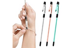 CraftyCrocodile Set of 3 Bracelet Helper Tool - Fastener Tool for Bracelet, Necklace, Jewelry, Watch - Сlip, Clasp Helper - Easy to Put on Yourself, Portable, Made of Metal, Silver, Rose, Teal