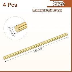 uxcell 4 Pcs 9/32"(7mm) Dia Brass Solid Round