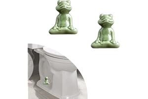 RENUIS 2 Pcs Ceramic Toilet Floor Bolt Caps, Cute Green Frog Decorative Toilet Bolt Covers, Toilet Bolt Figurine, Toilet Bowl Cap Covers, Bathroom Toilet Bolt Decor Easy Installation (Green Frog-01)