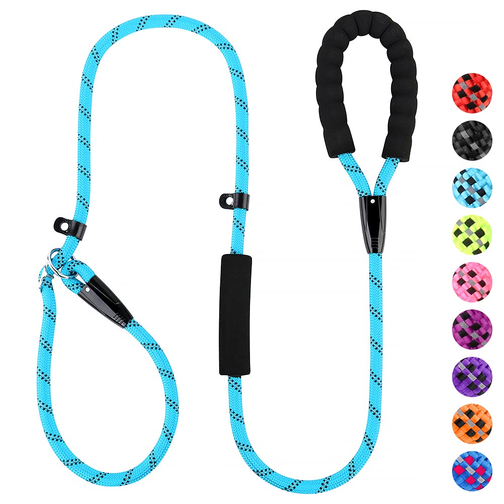 PLUTUS PET Dog Slip Lead, Anti-Choking with Traffic Padded 2 Handles, Reflective Strong Sturdy Heavy Duty Rope, 6FT/182cm for Training Medium Large Dogs （6' Blue) — image 1