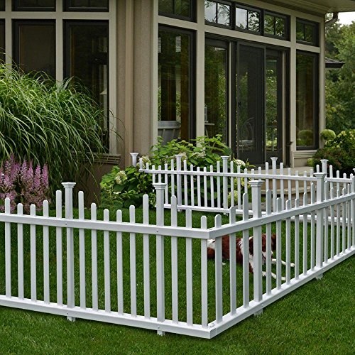 Madison No-Dig Vinyl Garden Picket Fence Kit (2 pack)