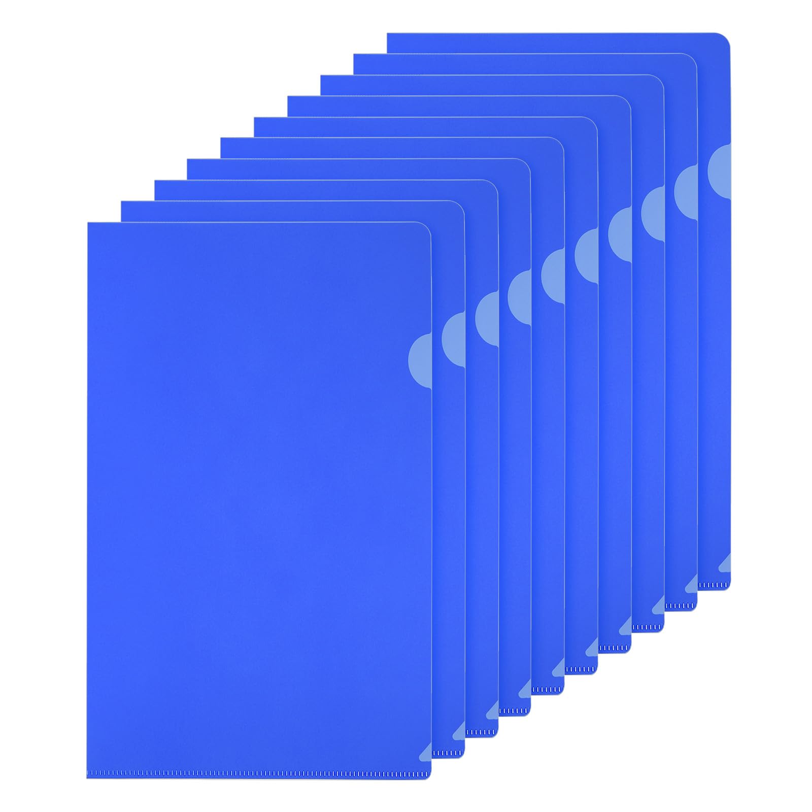 PATIKIL L Type Folders 30 Pack A4 Plastic File Project Pockets Clear Paper Document Jacket Sleeves for Office, Dark Blue