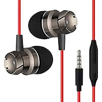 pTron HBE6 Headphone (High Bass Earphones) Metal in-Ear Wired Headset with Mic for All Smartphones (Red & Black)