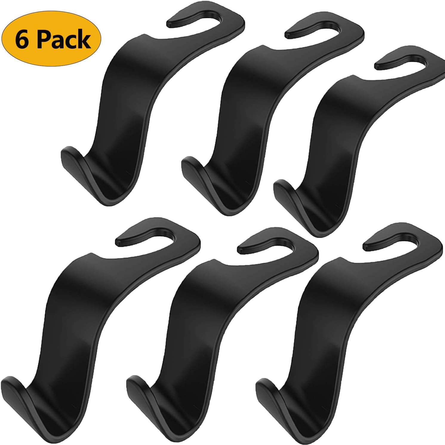 YOUSAMS [6 Pack Car Seat Headrest Hooks,Car Vehicle Back Seat Headrest Hook Hanger Storage Portable Organizer Uiversal for Handbag Purse Cloth Grocery Bag