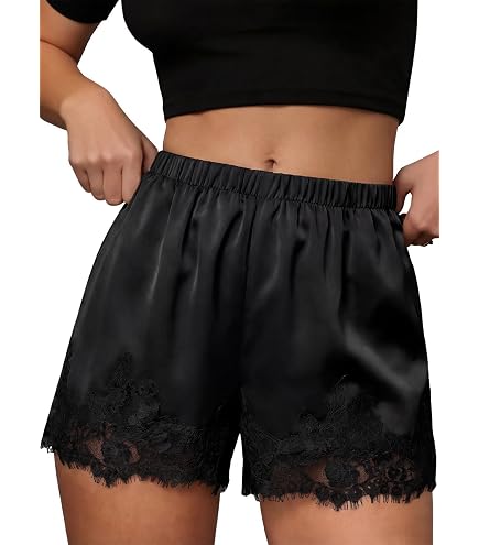 Amiblvowa Women Satin Silk Lace Shorts Low Rise Micro Mini Shorts
