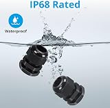 AVARTEK M20 20mm IP68 Waterproof Cable Glands 15 Pack 6-12mm Black view 3
