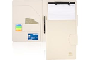 AGOER Leather Document Clip Board DIN A4, All-in-One Business Conference Folder Organizer with Magnetic Cover, Sticky Tabs, Pen, Work Folio for Women & Man, Beige