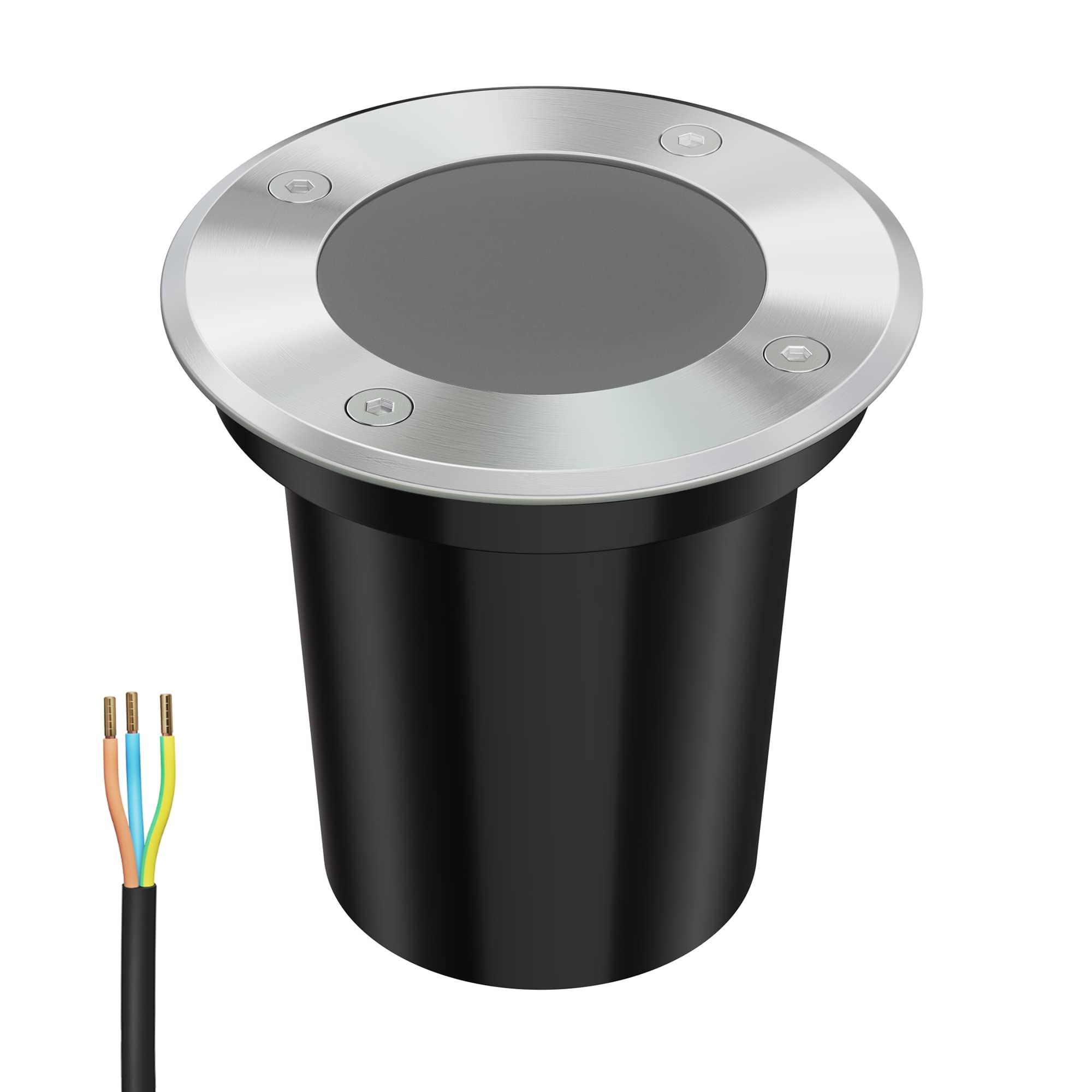 ledscom.de Recessed Floor Light BOLI for Outdoors, IP67, Stainless Steel, Round, 108mm Ø, 1x GU10 max. 15W, Frosted