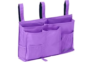 CREATEY Bunk Bed Organizer - Bedside Storage Caddy with Pocket, Hanging Organizer for Camp, Dorm, Room, Hospital Bed Rail and More (Purple)