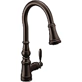 Moen Weymouth Oil Rubbed Bronze Pulldown Kitchen Faucet Featuring Power Boost, Traditional Shepherd's Hook Kitchen Faucet, One-Handle Easy Installation, S73004ORB