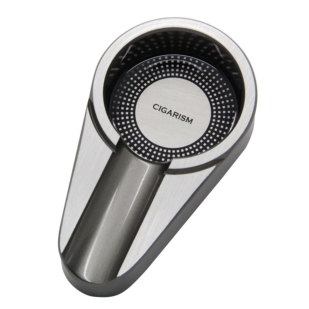 CIGARISM Small Size Aluminum Alloy Metal Cigar Travel Ashtray (Gray)