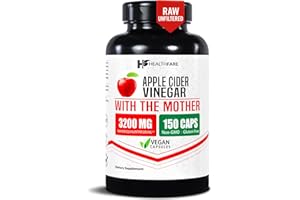 HealthFare Apple Cider Vinegar Capsules with the Mother | 3200mg Raw, Organic & Unfiltered ACV | 150 Vegan Pills | Maximum Strength Supplement for Detox & Digestion | Non-GMO, Gluten-Free, Made in USA