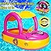 Baby Swim Float with Canopy, Car Shaped Inflatable Swimming Ring Boat with Sunshade for Boys Girls Toddler Infant Float for Pool Floating Cute Boat Summer Outdoor Play (Fit 3-36 Months, Maximum 44lb)