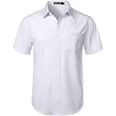 JEMITOP Men's Stretch Wrinkle Free Short Sleeve Texture Shirt Lightweight Summer Button Down Shirts for Beach Vacation