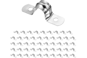 HARFINGTON 50pcs 1/2-Inch 12mm Conduit Clamps, M12 U Tube Pipe Clamp, Stainless Steel Rigid Pipe Strap, U Shaped Bracket with