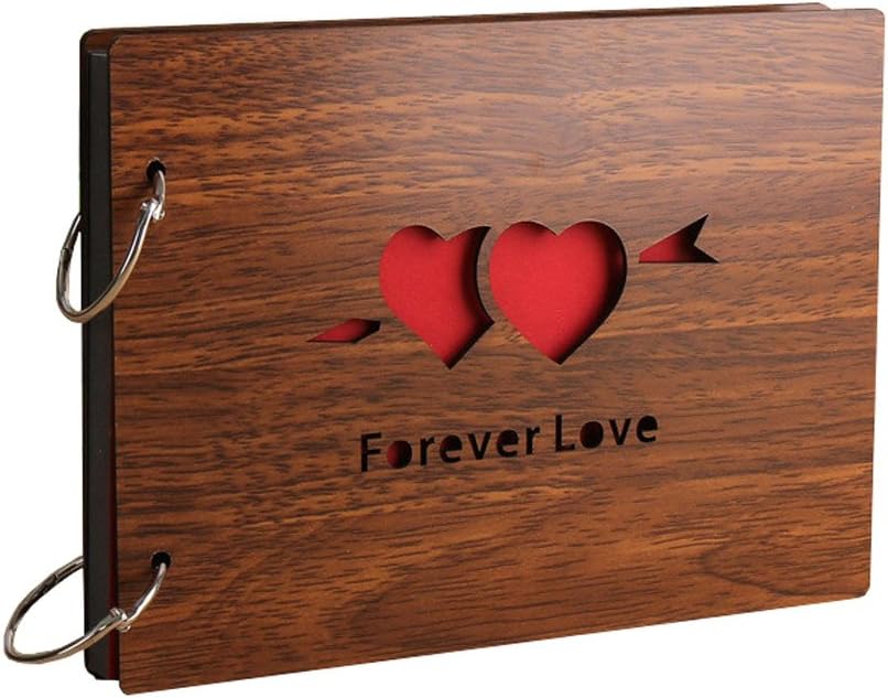 Sehaz Artworks Forever Love Wooden Scrapbook Photo Album for memorable Gift on Boyfriend Girlfriend Husband Wife Spouse Birthdays, Valentines day, Anniversary, Monthsary for couples