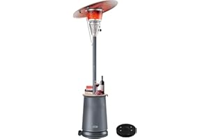 Mars Explo 50,000 BTU Patio Heater for Outdoor Use With Adjustable Heat Focusing Top, Table Design, Stainless Steel Burner, Wheels,Propane Heater for Garden, Commercial and Residential, Light Grey