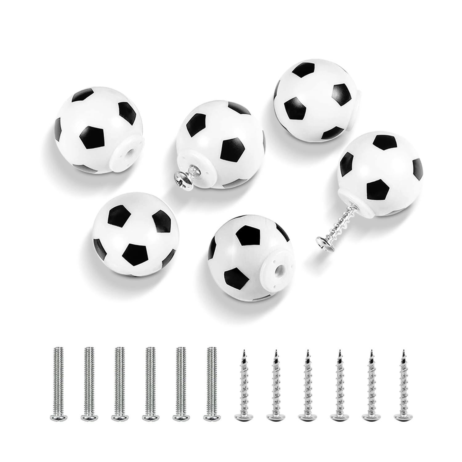 JJWNMLL 6Pcs Football Dresser Knobs Soccer Drawer Knobs Sports Theme Decor Handles Furniture Decoration Pulls Handles for Dresser Cupboard Wardrobe Cabinet