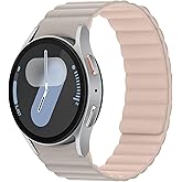 Suphart Magnetic Bands Compatible with Samsung Galaxy Watch 7/6/5/4/FE Band 44mm 40mm/6 Classic 47mm 43mm/5 Pro 45mm, Waterproof Sport Strap for Women Men, Starlight/Pink