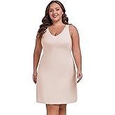 MOSCOAL Women's Plus Size Full Slip for Under Dresses V Neck Cami Dress Long Nightgown