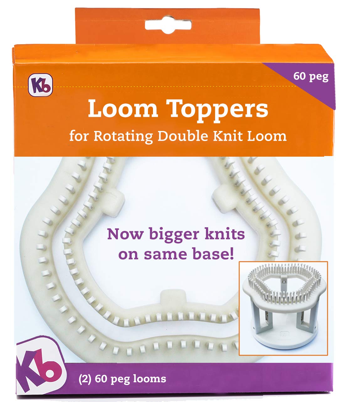 Authentic Knitting Board 60 Peg Toppers, Use with Rotating Loom,KB8360